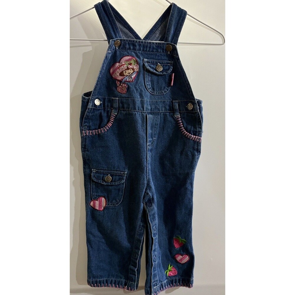 Vintage 90s Strawberry Shortcake Toddler Denim Overalls Rare Size 24M